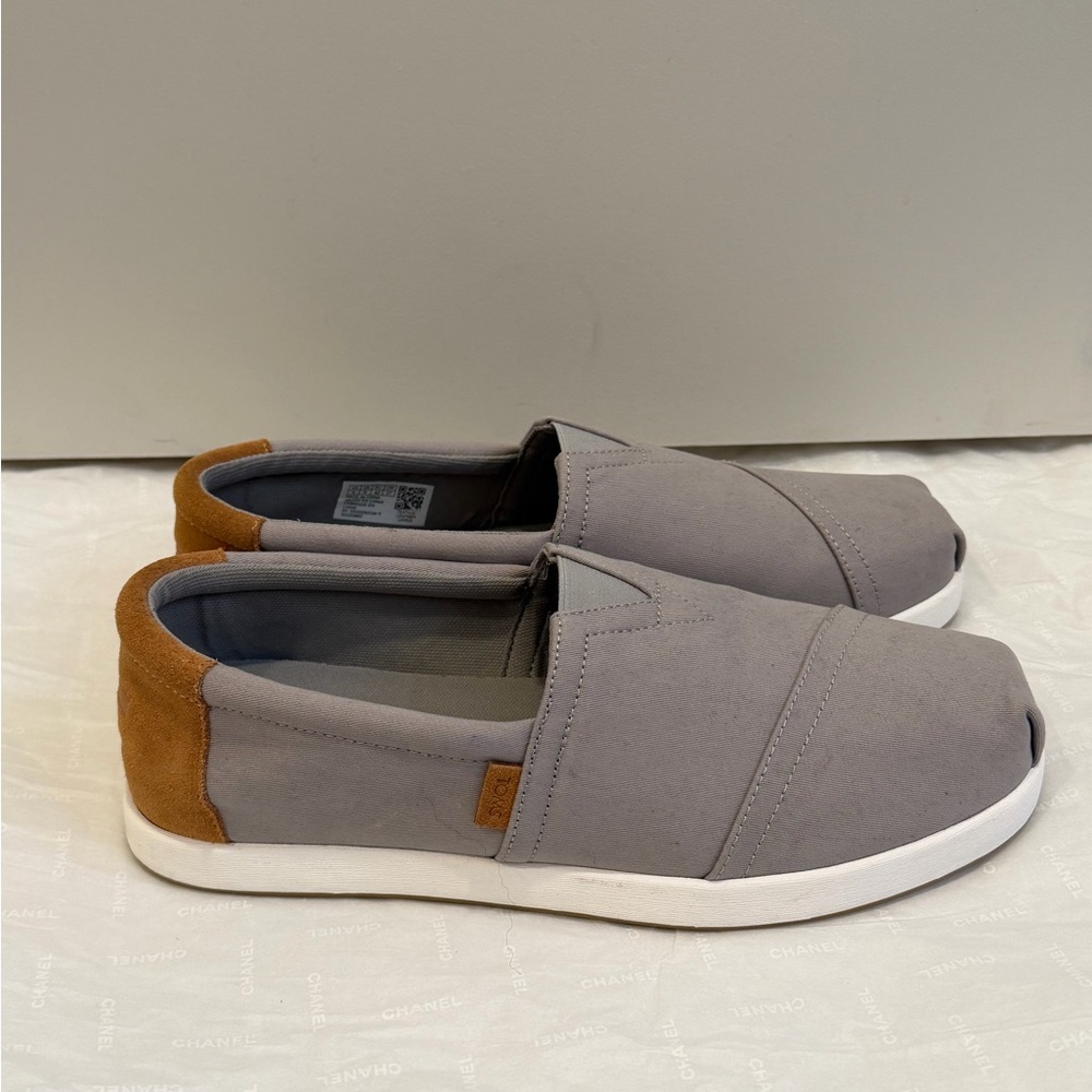 TOMS Men's Comfort Slip-On Shoes Gray Brown Textile Leather US 9 EU 42 - Picture 3 of 8